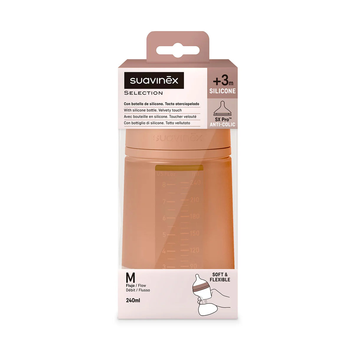 Mamadera de Silicona Suavinex SX Pro Teja 240ml