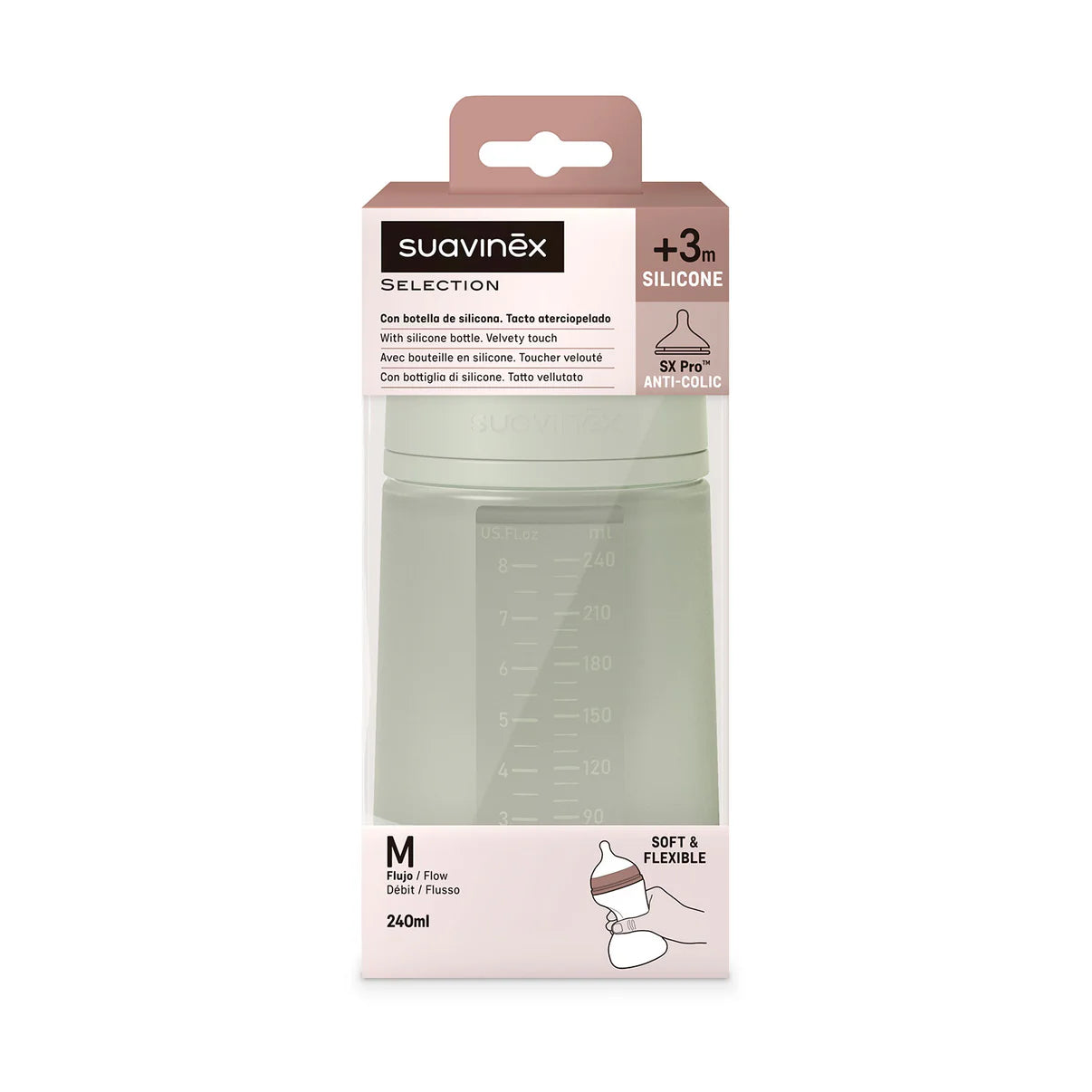 Mamadera de Silicona Suavinex SX Pro Verde 240ml