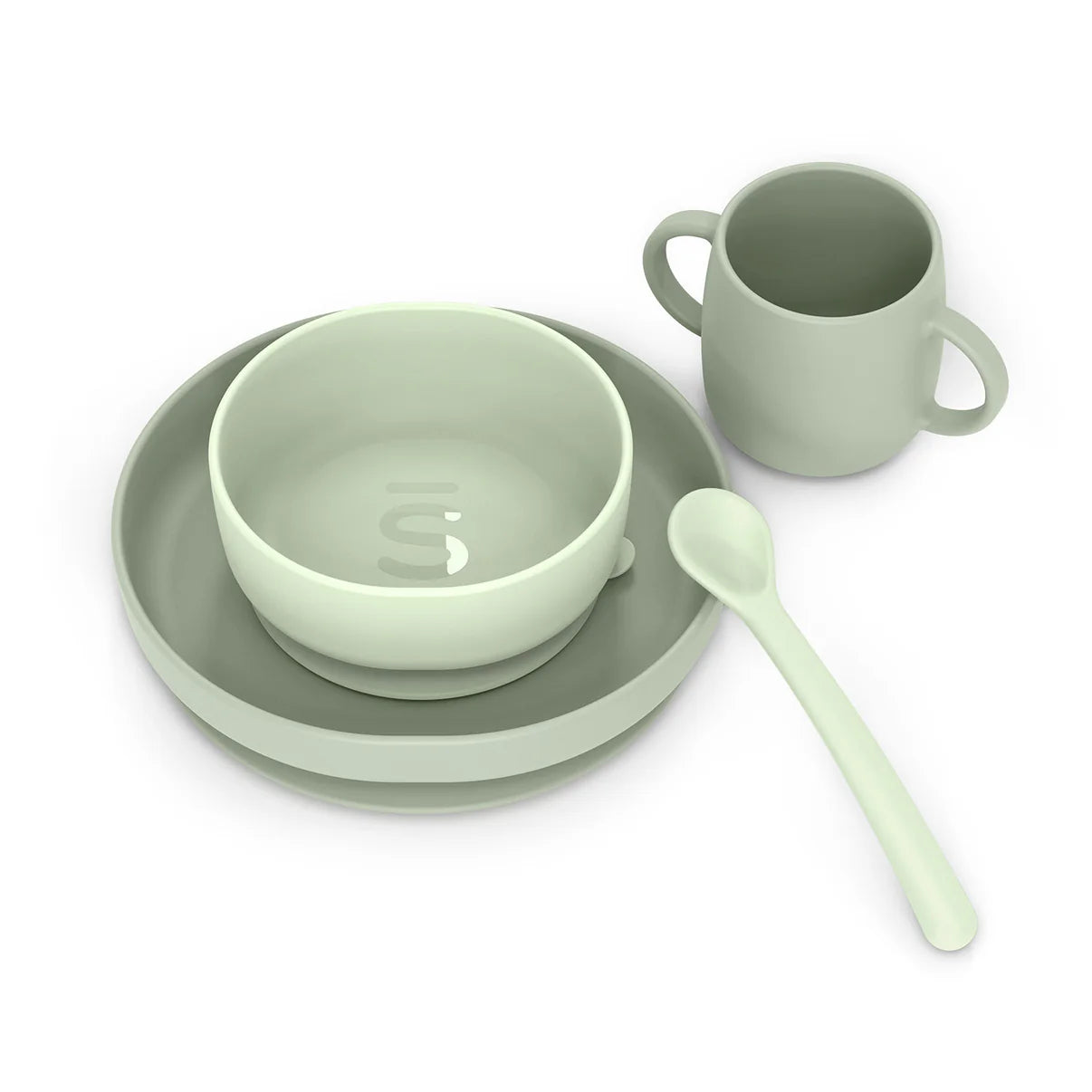 Set de platos de silicona con ventosas Suavinex verde