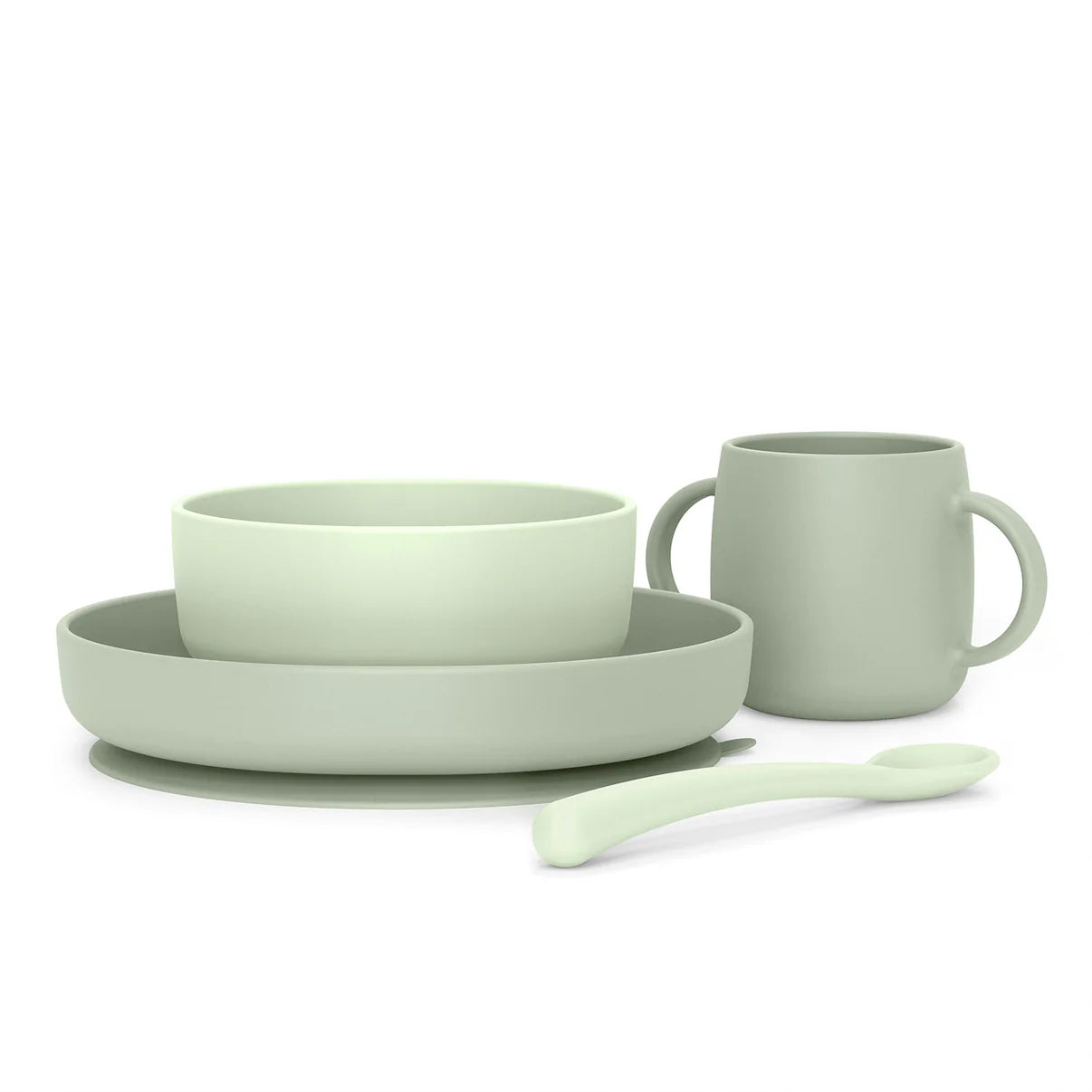 Set de platos de silicona con ventosas Suavinex verde