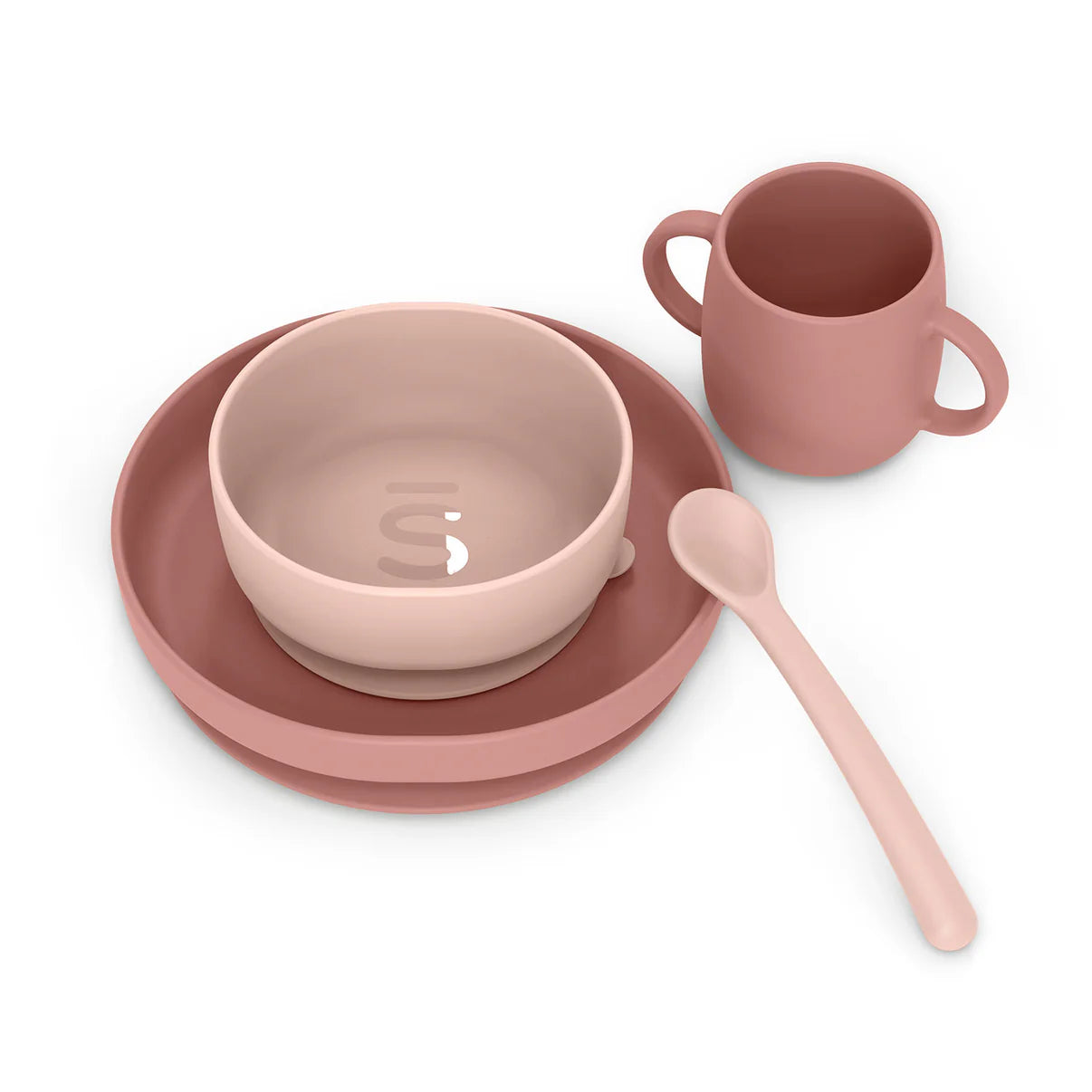 Set de platos de silicona con ventosas Suavinex rosado