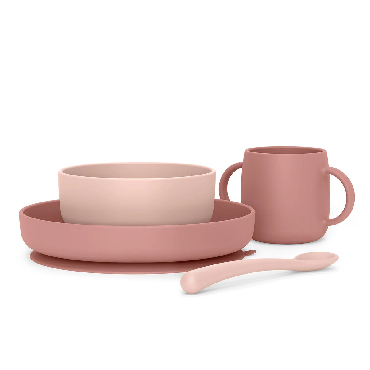 Set de platos de silicona con ventosas Suavinex rosado