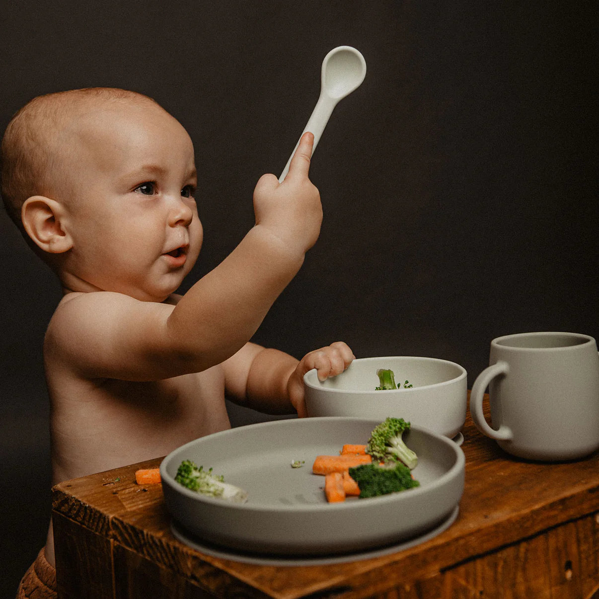 Set de platos de silicona con ventosas Suavinex verde