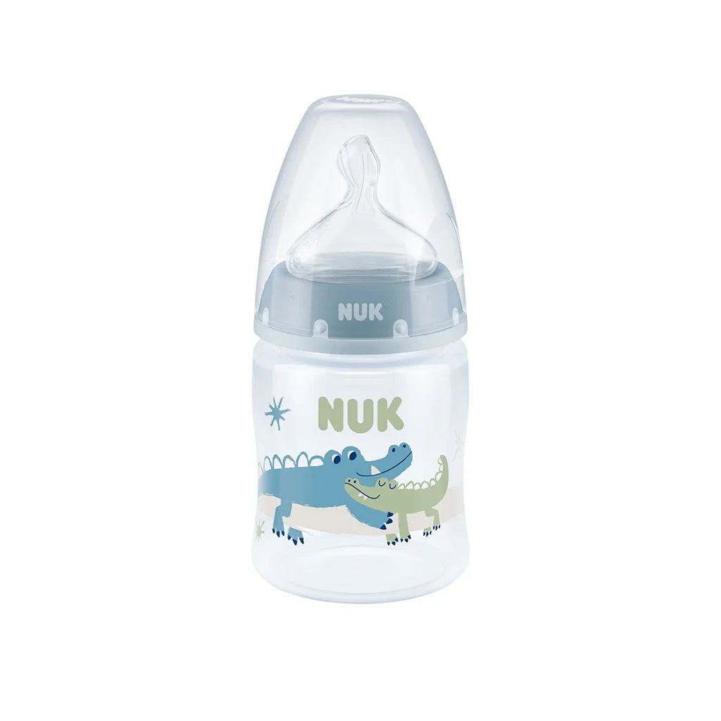 Mamadera First Choice 150 ml con control de temperatura celeste