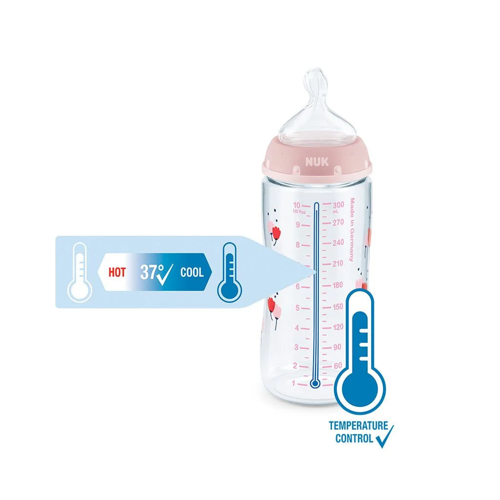 Mamadera First Choice 150 ml con control de temperatura rosada